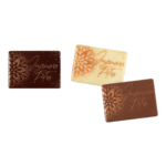 Assortiment mini rectangle Joyeuses Fêtes en chocolat noir, lait et blanc