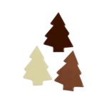 Assortiment Sapins assortis en chocolat noir, lait et blanc
