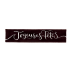 Rectangle Joyeuses Fêtes en relief blanc en chocolat noir